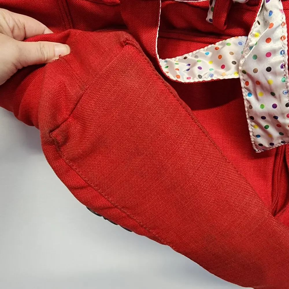 Ogio Red Laptop Tote Diaper Bag Canvas Shoulder Polkadot Lined Multipocket